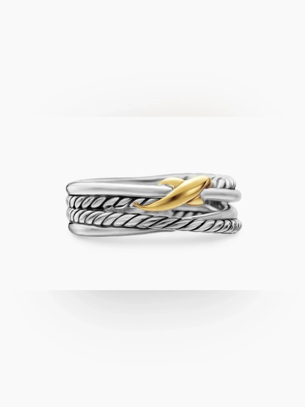 David Yurman Sterling Silver Multi-Band Ring with Gold Accent